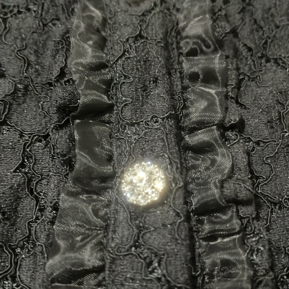 Zara Lace Dress Black with Rhinestone Buttons Size Small - Picture 4 of 9